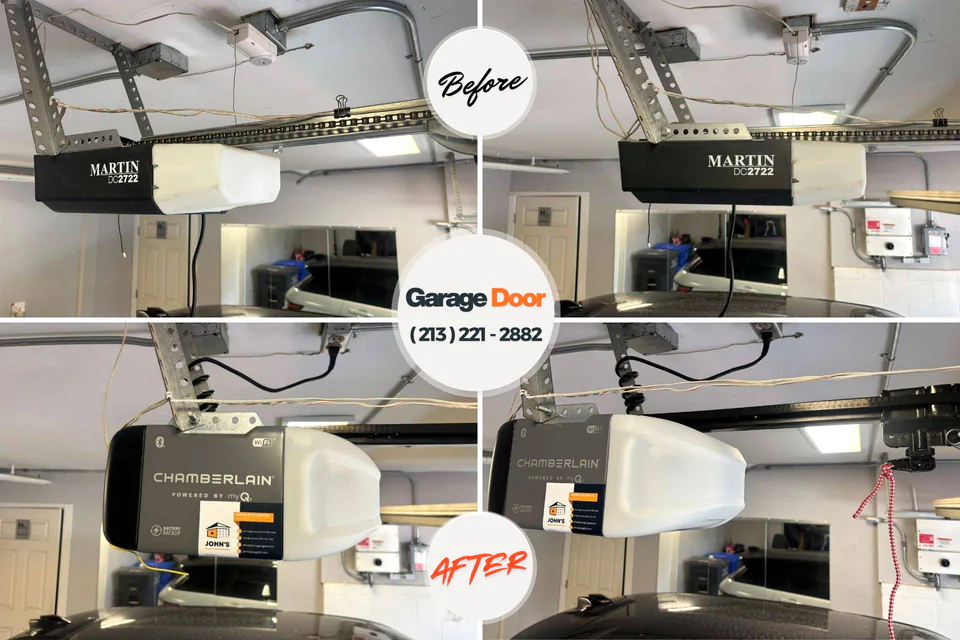 Before and after: garage door repair Dane, WI